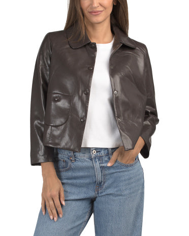HOUSE OF HARLOW 1960 Süni Dəri A-Line Gödəkçə