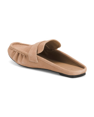 BLACK SUEDE STUDIO Suede Arwin Ruched Arxa Açıq Loaferləri