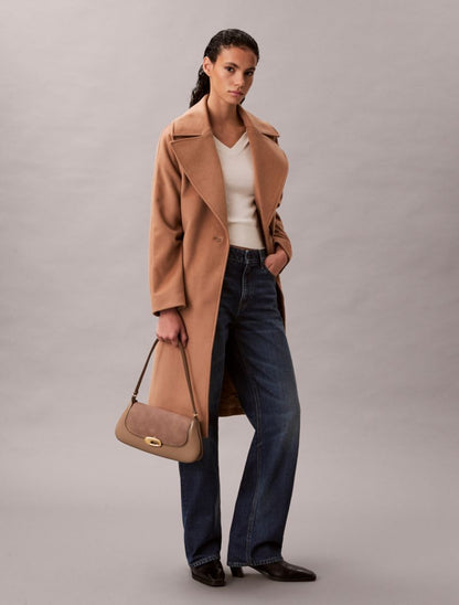 Calvin Klein Yün Qarışımlı Kəmər Bağlamalı Palto