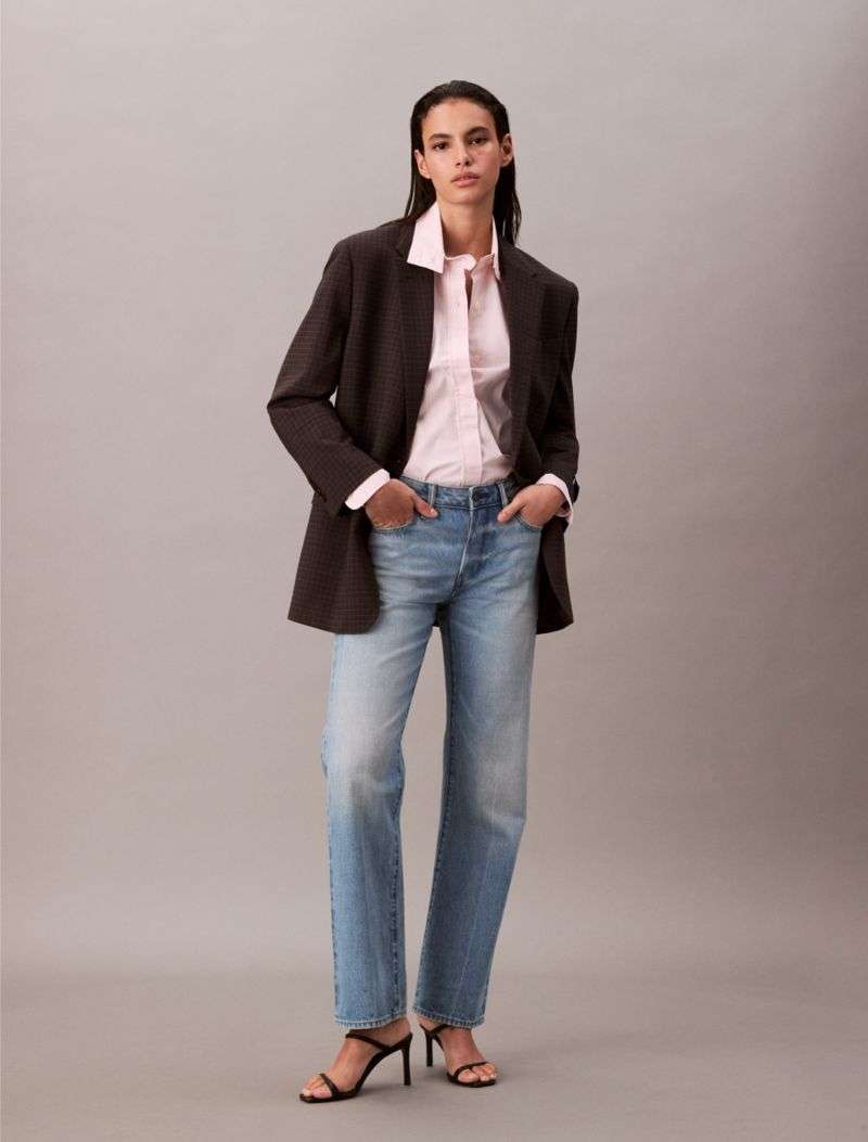 Calvin Klein Çizgi Dəsənli Rahat Düymələr Köynək YoxYox