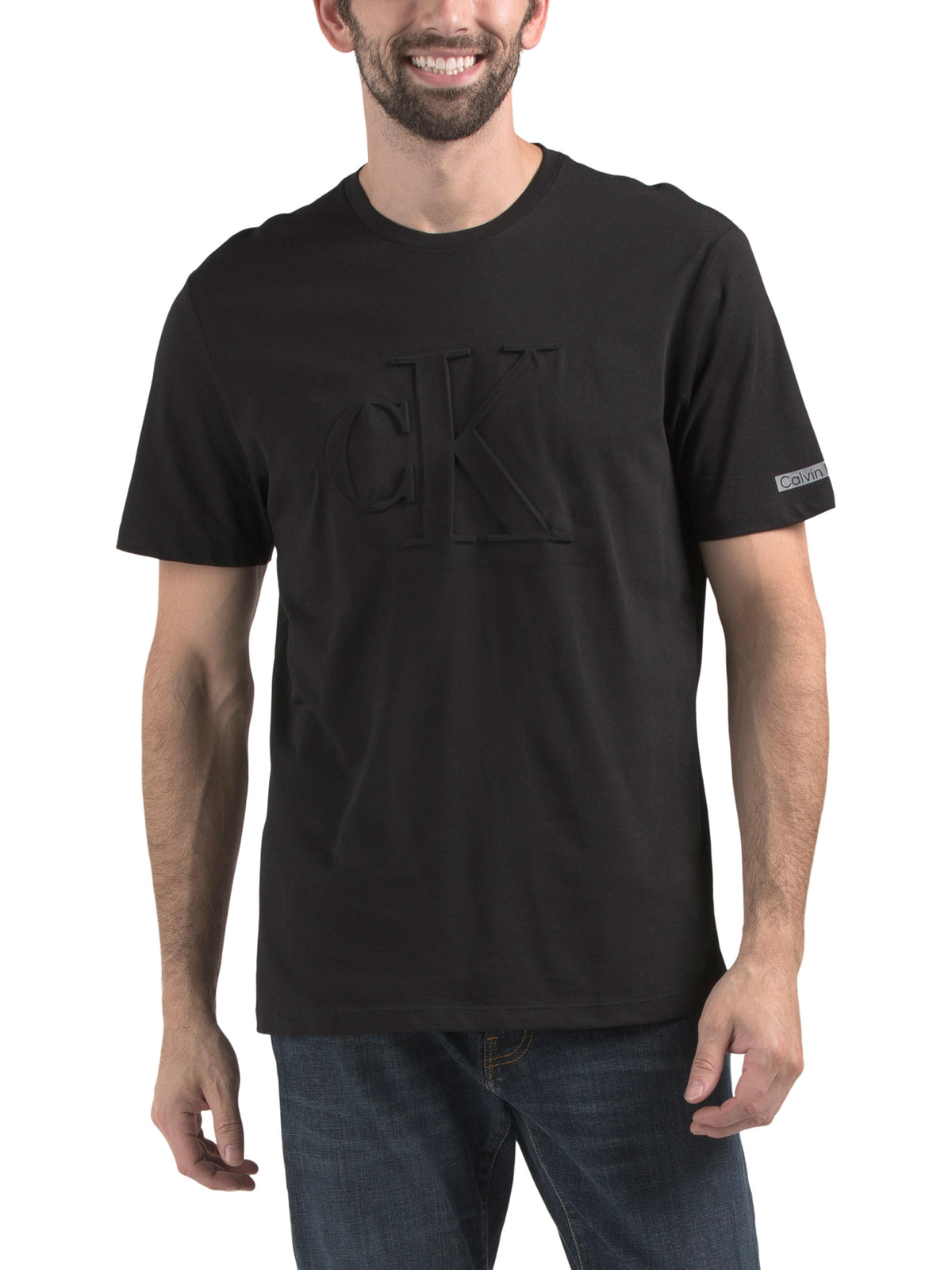 Qısa Tərəfli Monogram Tərətəlli Crew Neck Köynək
