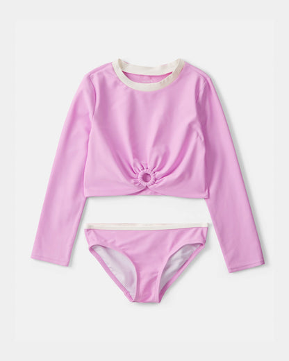 Carter's Qız 2 Parçalı Uzun Kollu Rashguard Üzgüçülük Dəsti - Çəhrayı