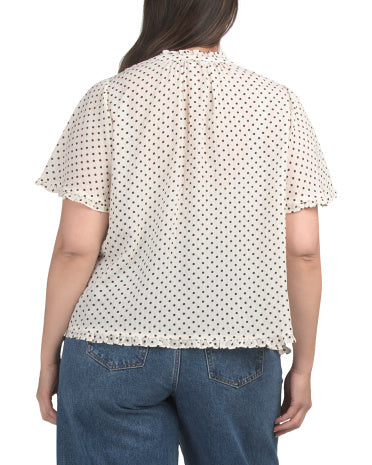 ROSE &amp; OLIVE Plus Pintuck Ruffle Sleeve Bluzka
