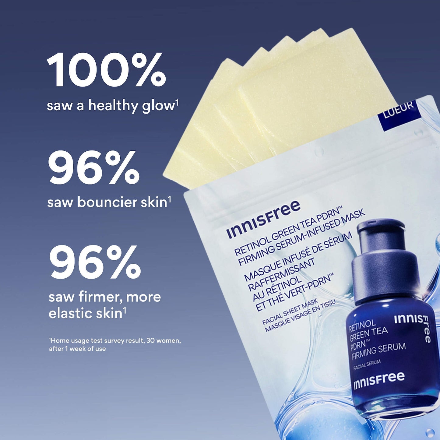 innisfree Retinol Yaşıl Çay PDRN™ Sıyırıcı və Hamarlaydıcı Serum Maskası