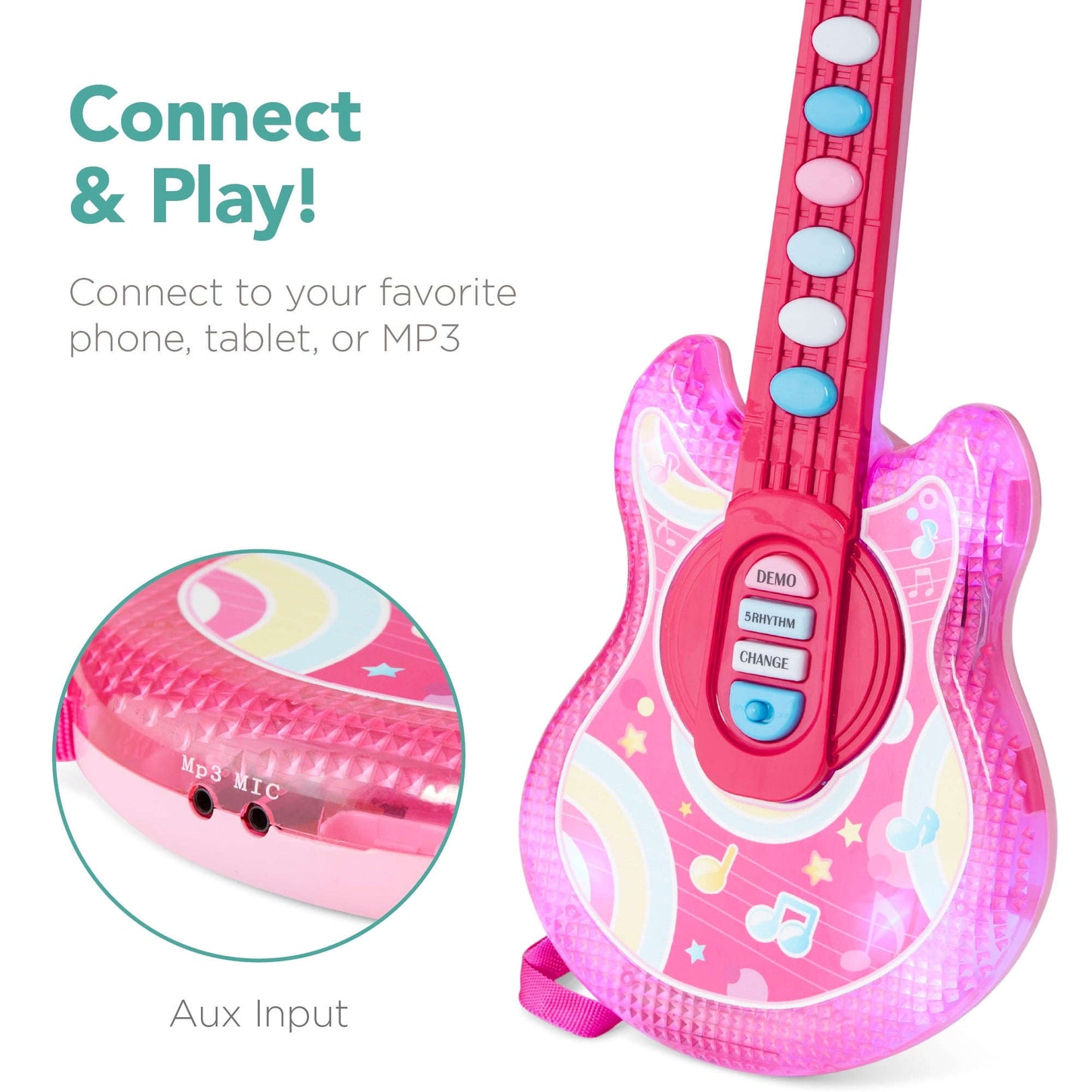 Best Choice Products 19in Uşaq Gitarası Mikrofon və Standı ilə - Çəhrayı YoxYox