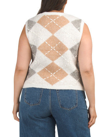 ENGLISH FACTORY Plus Argyle Toxumalı Jilet