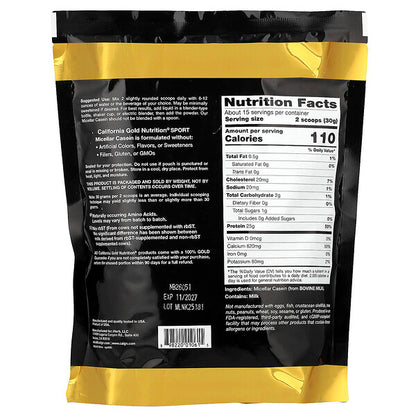 California Gold Nutrition Sport Miselyar Kazein Aromasız Yavaş Absorbsiya 454 G