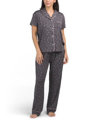 LAURA ASHLEY 2 Parçalı Nöqtəli Qısa Kollu Pijama Dəsti