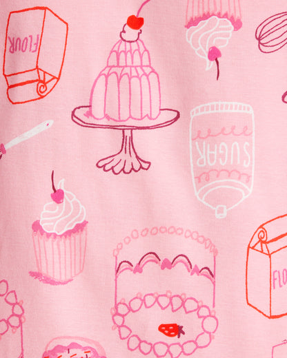 Carter's Qız Tatlılar 100% Pamuk Dar Oturan 4 Parçalı Pijama - Çəhrayı/Ağ