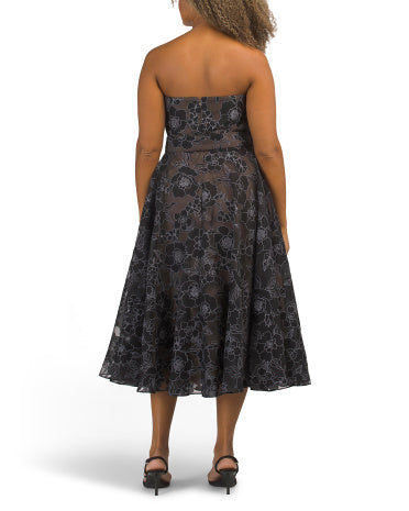RENE BY RENE RUIZ Kəmər Beli Strapless Çay Uzunluğunda Geyim