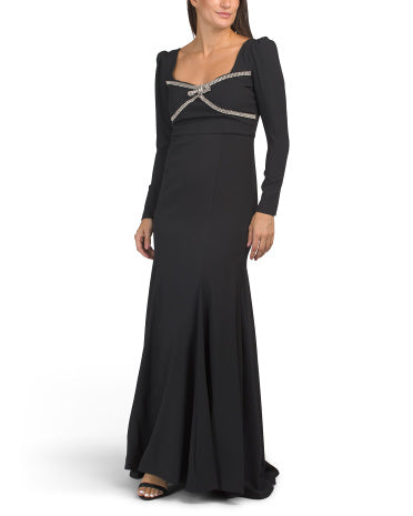 TAYLOR Rhinestone Embellished Maxi Fit And Flare Dress