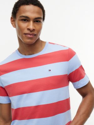 Tommy Hilfiger Rugby Stripe Köynək, Vintage Qırmızı/Açıq Mavi Zolaq