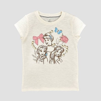 Disney Qız Princess Bows Qısa T袖 Qrafik T-Köynək - Fil Dişi XS