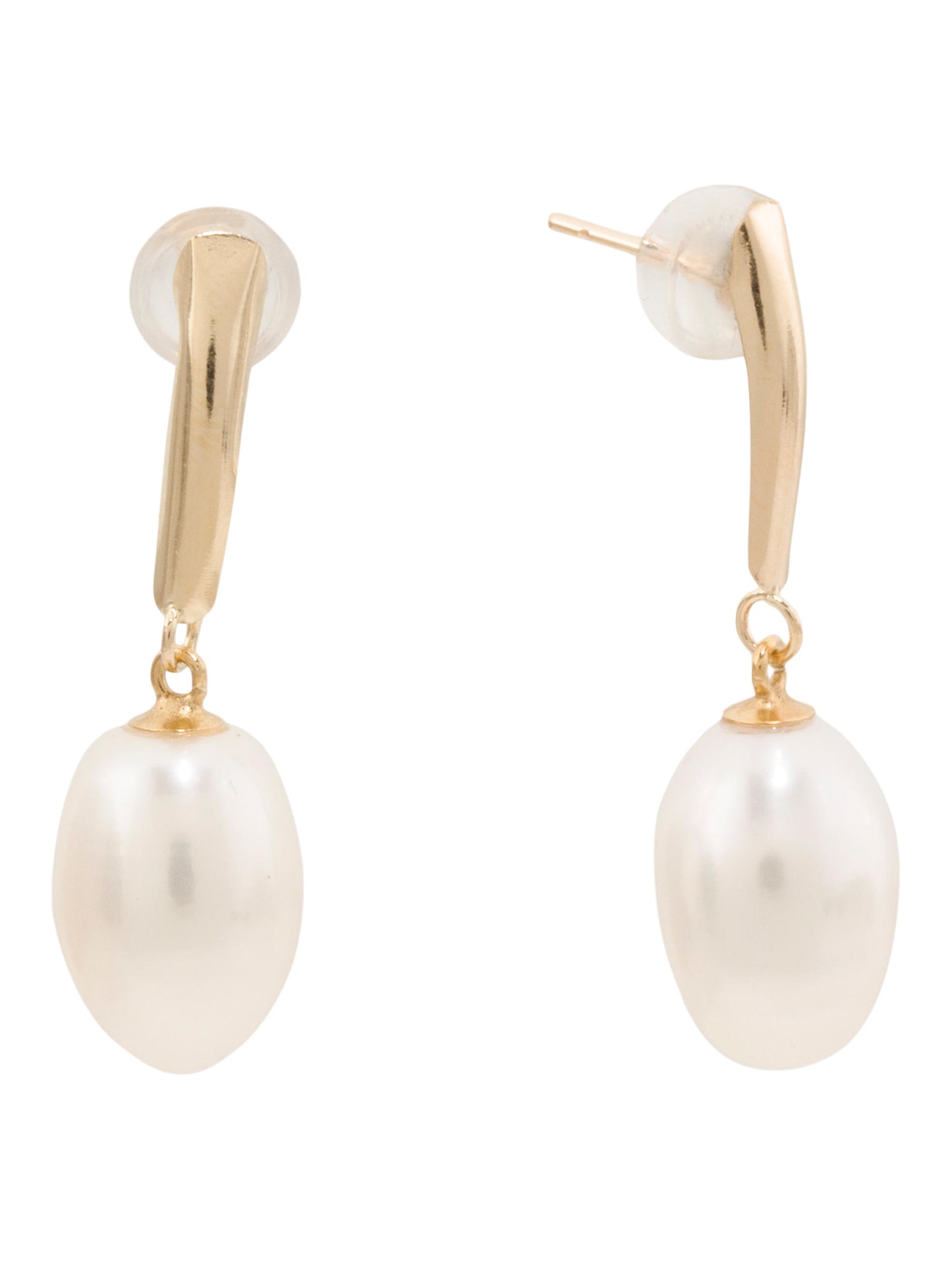 GEORG K Made In Usa 14kt Qızılı Oval Tatlı Su Mirvə Damla Qulaqcığı