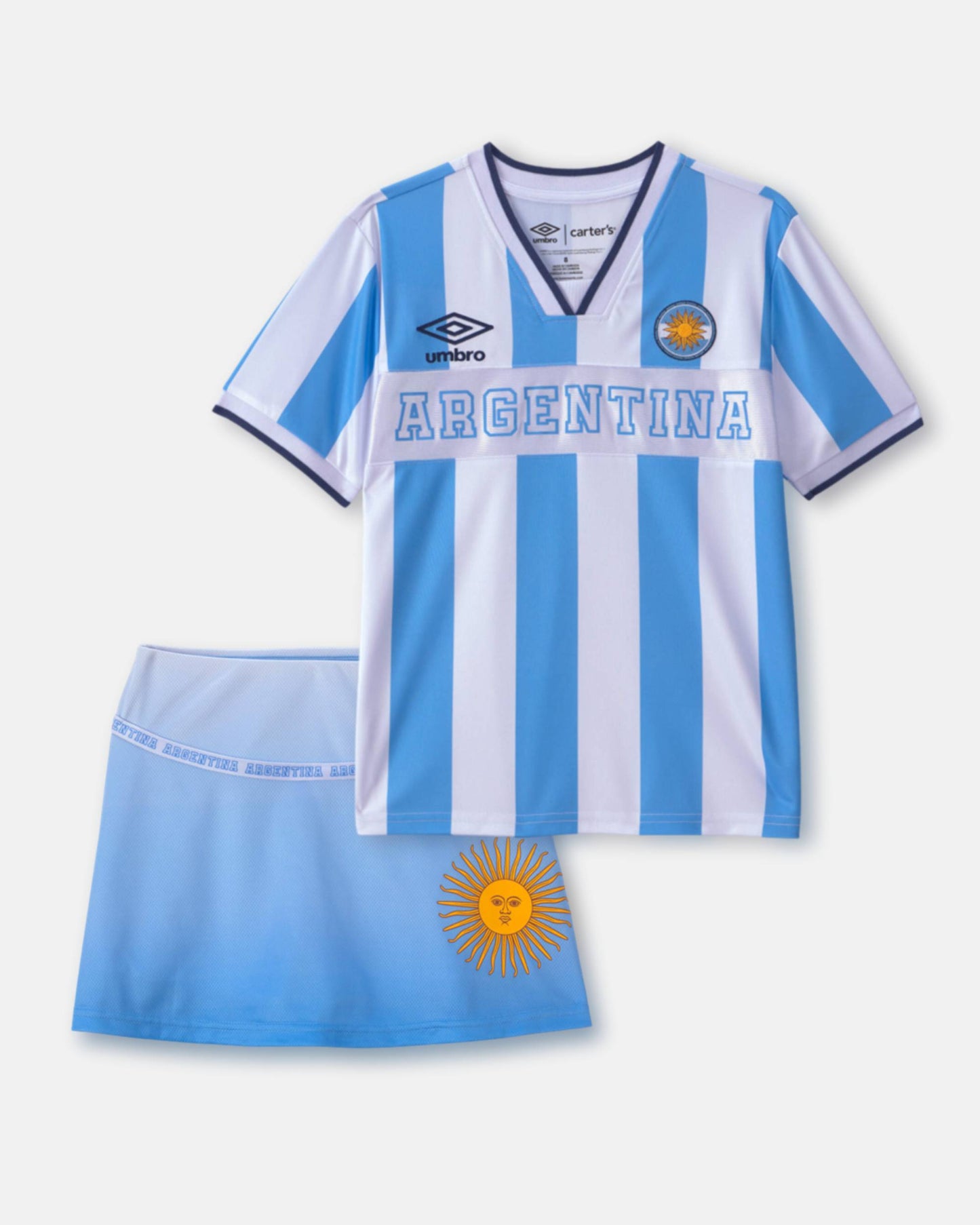 Carter's Qız Umbro Argentina Futbol Forması və Şort Dəsti - Açıq Mavi/Ağ