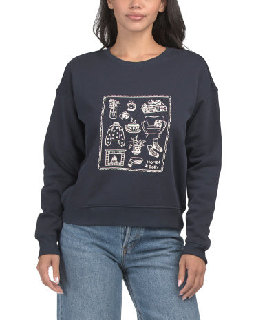 PACT Organik Pamuk Bulut Fırçalanmış Fleece Astarlı Crew Neck Bluzu